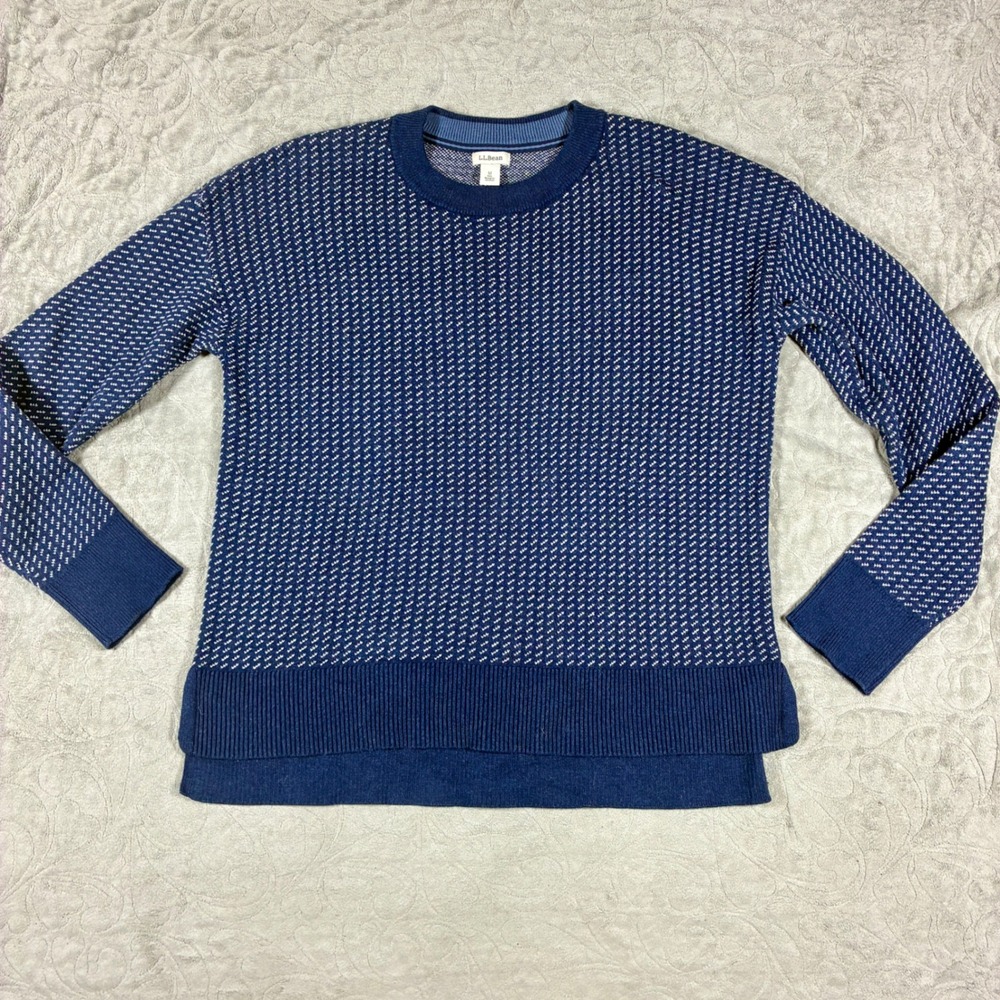 LL Bean Womens Birdseye Wicked Soft Cotton Cashmere Sweater Size M Quiet Luxury